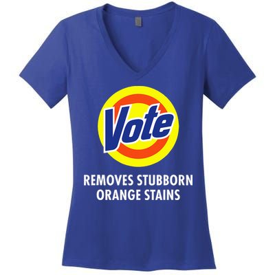 Vote Removes Stubborn Orange Stains Antitrump Women's V-Neck T-Shirt