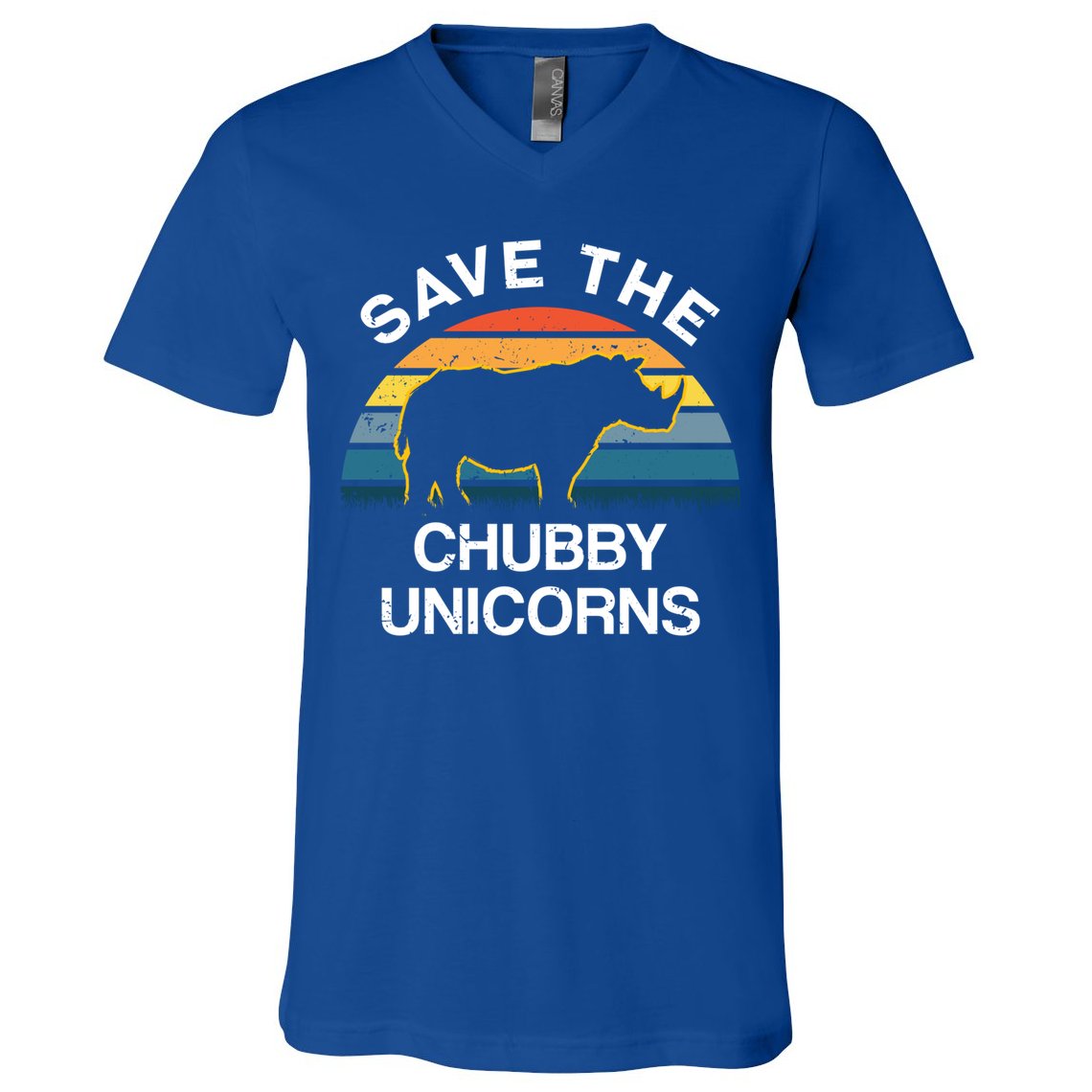 Vintage Retro Save The Chubby Unicorns Gift V-Neck T-Shirt