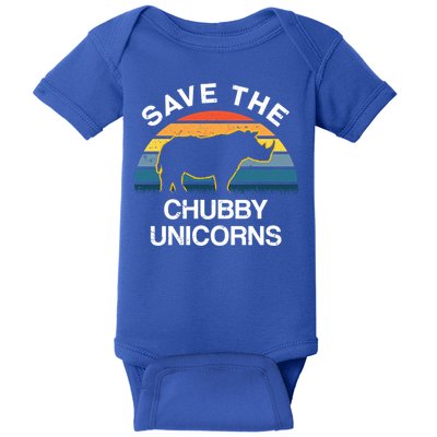 Vintage Retro Save The Chubby Unicorns Gift Baby Bodysuit