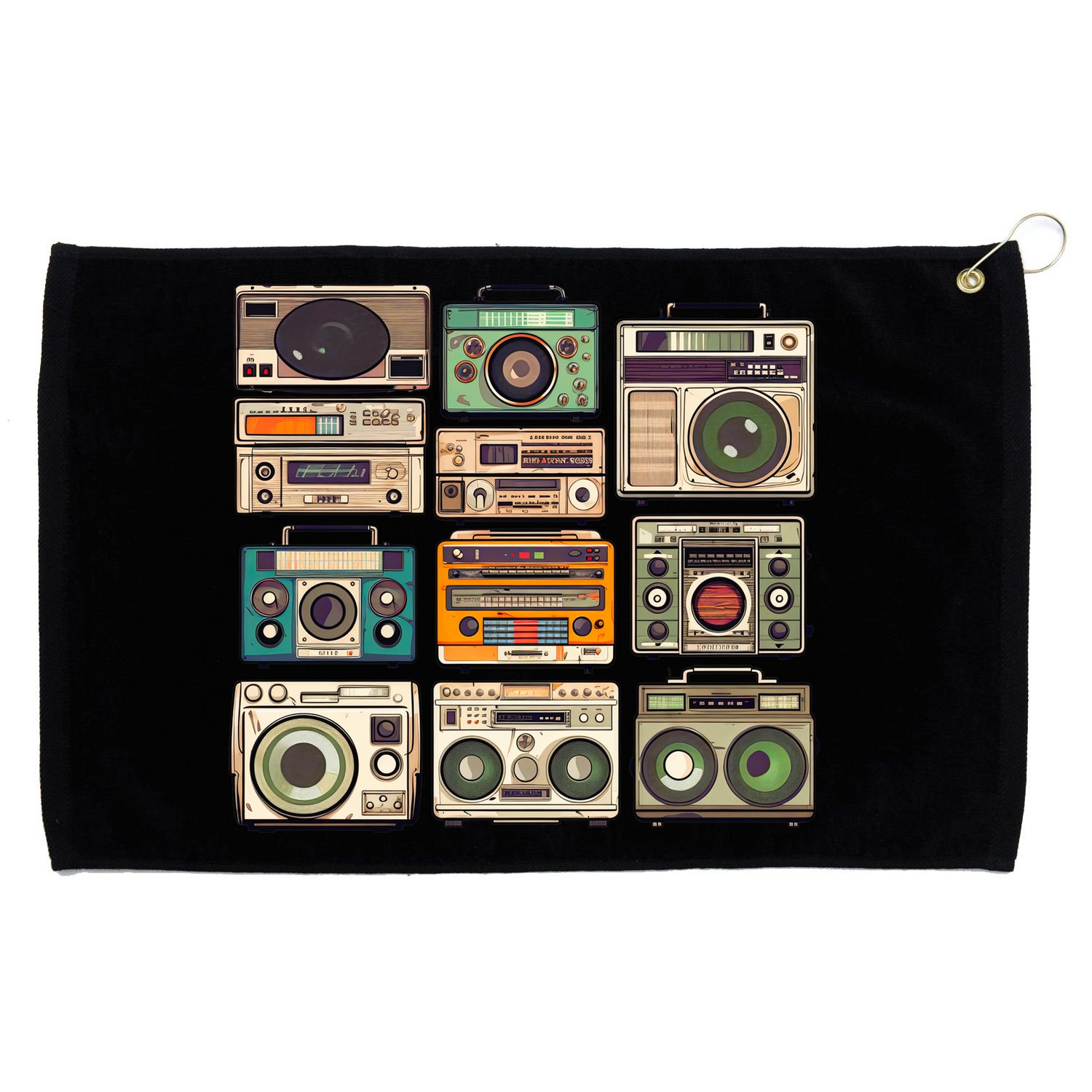 Vintage Radio Sets Grommeted Golf Towel