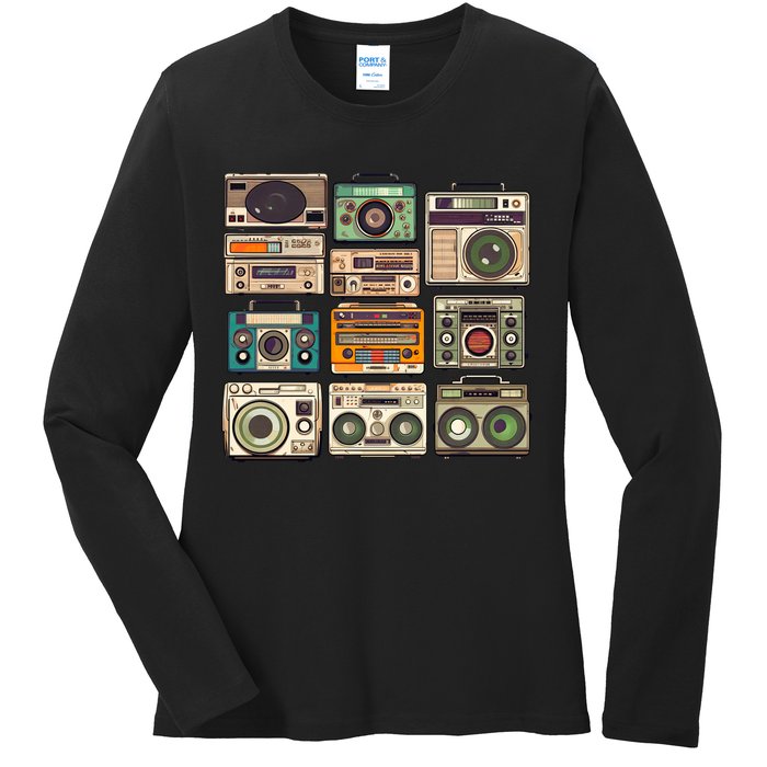 Vintage Radio Sets Ladies Long Sleeve Shirt