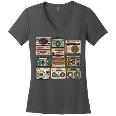 Vintage Radio Sets Women's V-Neck T-Shirt