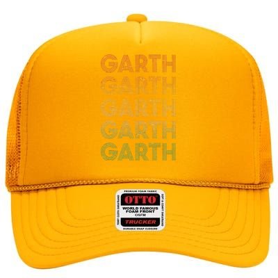 Vintage Retro Style Garth High Crown Mesh Back Trucker Hat