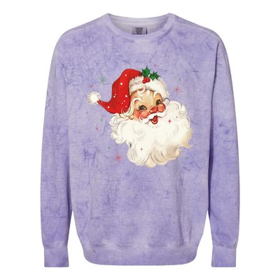 Vintage Retro Santa Christmas Funny Gift Colorblast Crewneck Sweatshirt