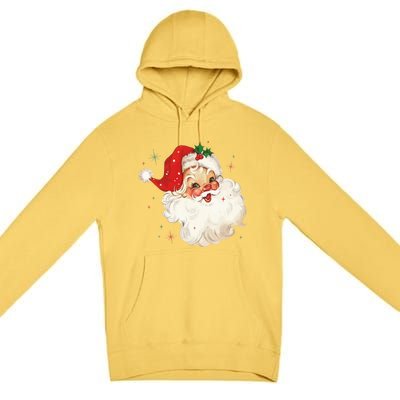 Vintage Retro Santa Christmas Funny Gift Premium Pullover Hoodie