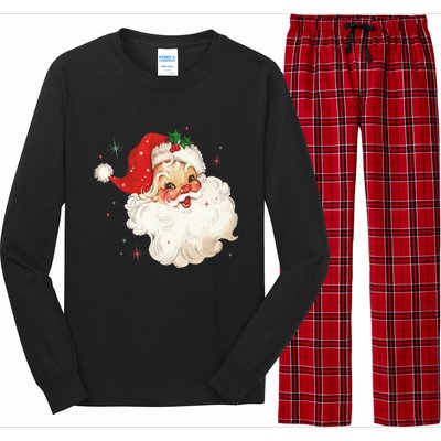 Vintage Retro Santa Christmas Funny Gift Long Sleeve Pajama Set