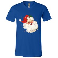 Vintage Retro Santa Christmas Funny Gift V-Neck T-Shirt