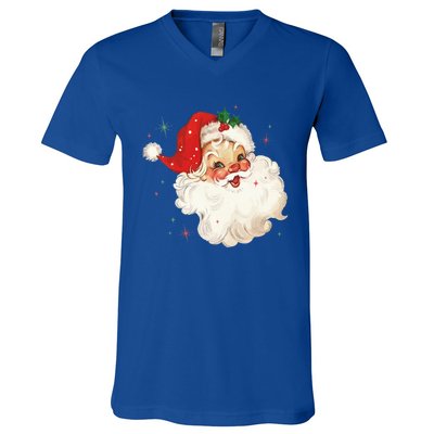 Vintage Retro Santa Christmas Funny Gift V-Neck T-Shirt