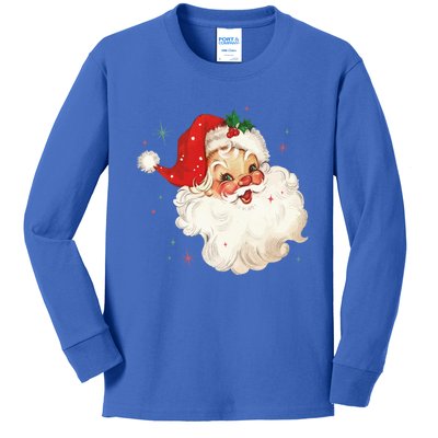 Vintage Retro Santa Christmas Funny Gift Kids Long Sleeve Shirt