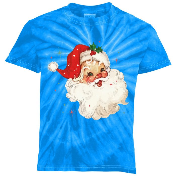 Vintage Retro Santa Christmas Funny Gift Kids Tie-Dye T-Shirt