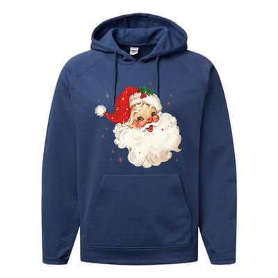 Vintage Retro Santa Christmas Funny Gift Performance Fleece Hoodie