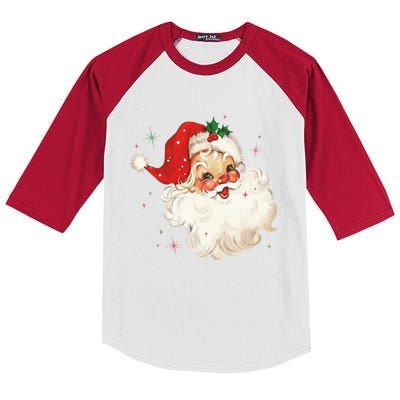 Vintage Retro Santa Christmas Funny Gift Kids Colorblock Raglan Jersey