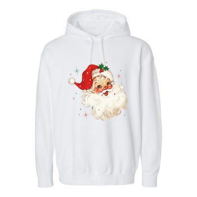 Vintage Retro Santa Christmas Funny Gift Garment-Dyed Fleece Hoodie