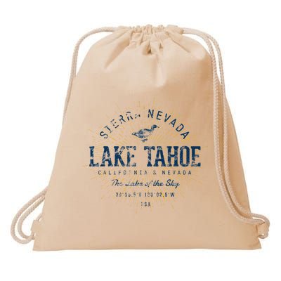 Vintage Retro Style Lake Tahoe Drawstring Bag