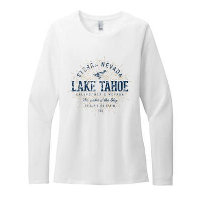 Vintage Retro Style Lake Tahoe Womens CVC Long Sleeve Shirt