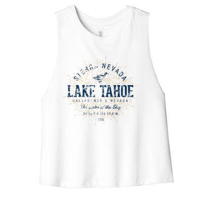 Vintage Retro Style Lake Tahoe Women's Racerback Cropped Tank