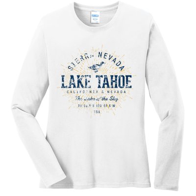 Vintage Retro Style Lake Tahoe Ladies Long Sleeve Shirt