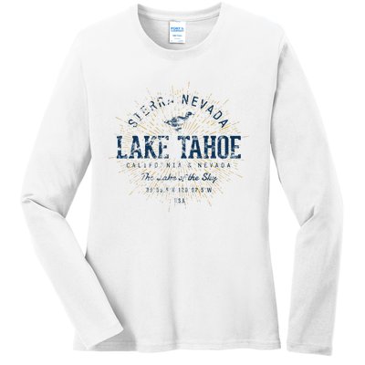 Vintage Retro Style Lake Tahoe Ladies Long Sleeve Shirt