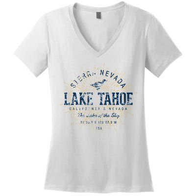 Vintage Retro Style Lake Tahoe Women's V-Neck T-Shirt