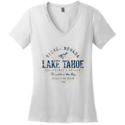 Vintage Retro Style Lake Tahoe Women's V-Neck T-Shirt