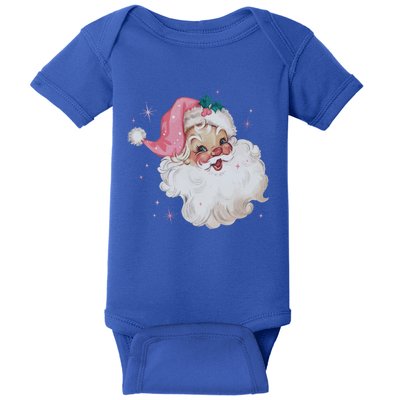 Vintage Retro Santa Christmas Pink Hat Cool Gift Baby Bodysuit