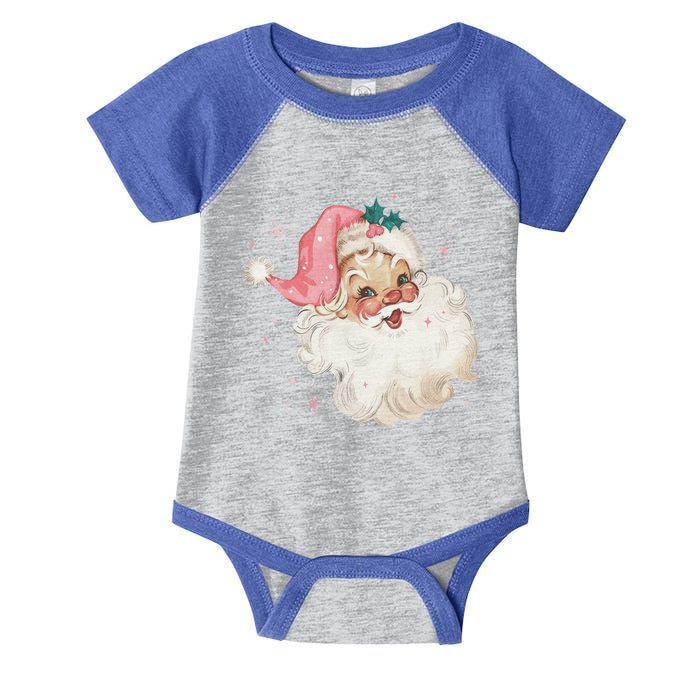 Vintage Retro Santa Christmas Pink Hat Cool Gift Infant Baby Jersey Bodysuit