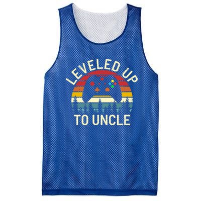 Vintage Retro Sunset Leveled Up To Uncle Funny Video Gamer Cute Gift Mesh Reversible Basketball Jersey Tank