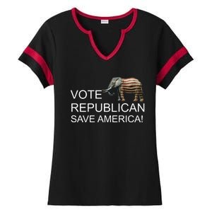 Vote Republican Save America Ladies Halftime Notch Neck Tee