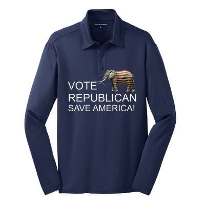 Vote Republican Save America Silk Touch Performance Long Sleeve Polo