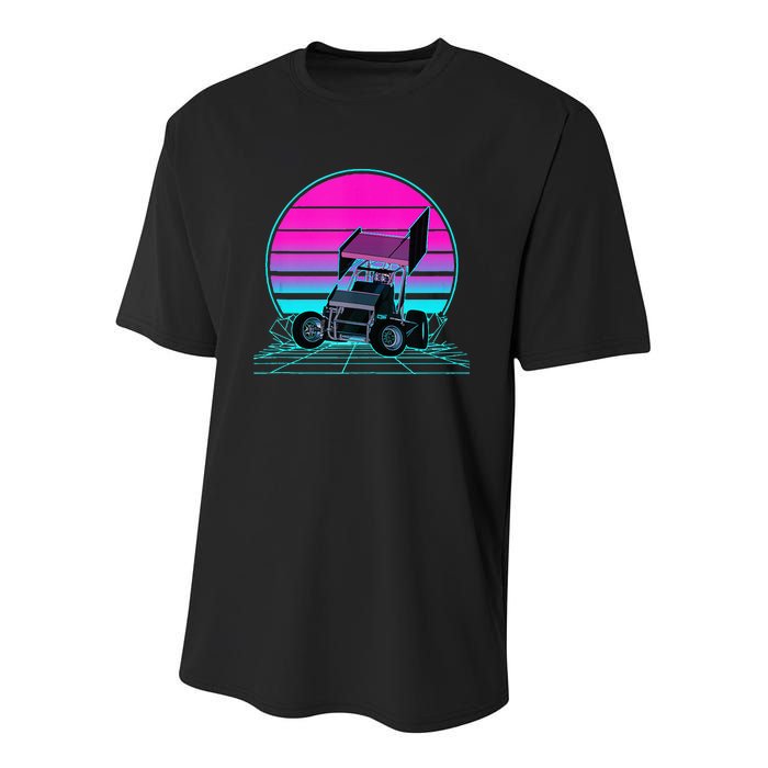 Vintage Retro Sunset Sprint Car Racing Youth Performance Sprint T-Shirt