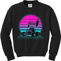 Vintage Retro Sunset Sprint Car Racing Kids Sweatshirt