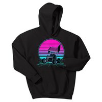 Vintage Retro Sunset Sprint Car Racing Kids Hoodie