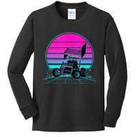 Vintage Retro Sunset Sprint Car Racing Kids Long Sleeve Shirt