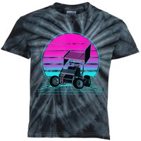 Vintage Retro Sunset Sprint Car Racing Kids Tie-Dye T-Shirt