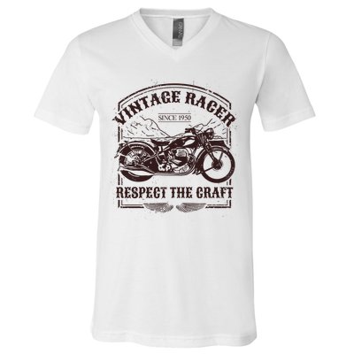 Vintage Racer Since 1950 Motorcycle V-Neck T-Shirt