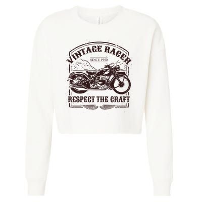 Vintage Racer Since 1950 Motorcycle Cropped Pullover Crew