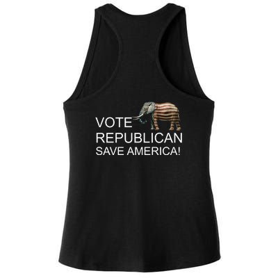 Vote Republican Save America Front and Back Ladies PosiCharge Tri-Blend Wicking Tank