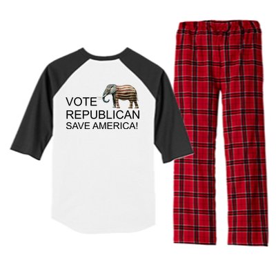 Vote Republican Save America Front and Back Raglan Sleeve Pajama Set