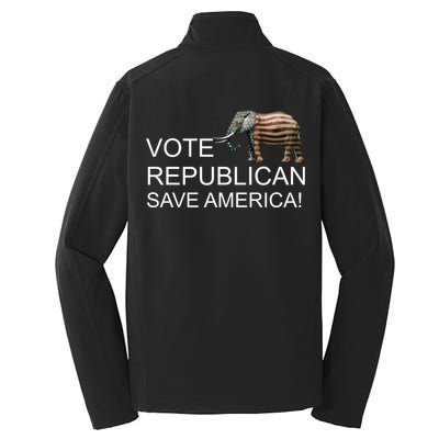 Vote Republican Save America Front and Back Core Soft Shell Jacket