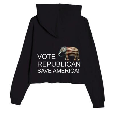 Vote Republican Save America Front and Back Crop Fleece Hoodie