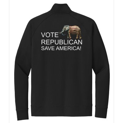 Vote Republican Save America Front and Back Stretch Full-Zip Cadet Jacket