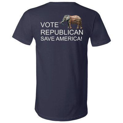 Vote Republican Save America Front and Back V-Neck T-Shirt