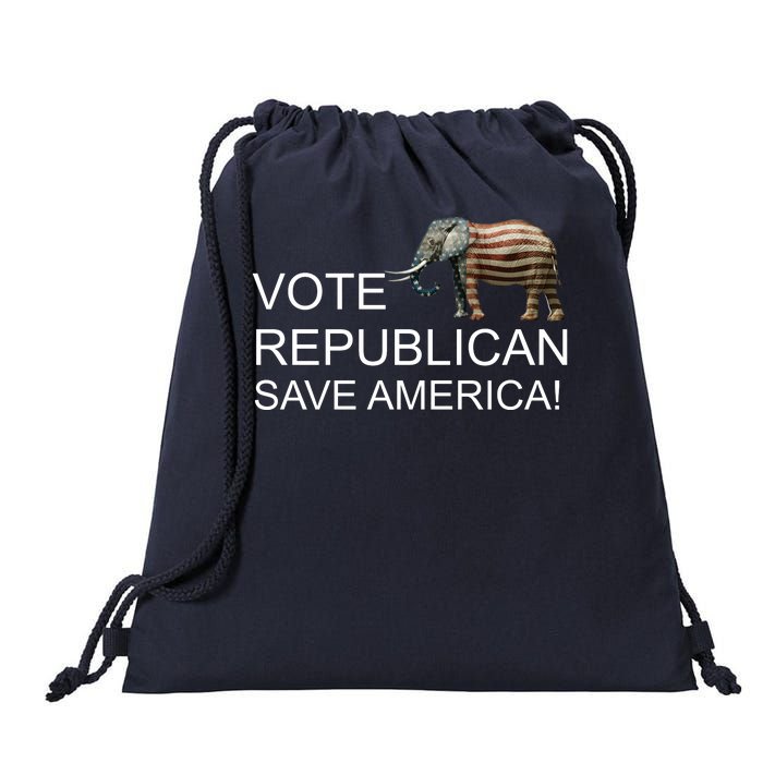 Vote Republican Save America Front and Back Drawstring Bag