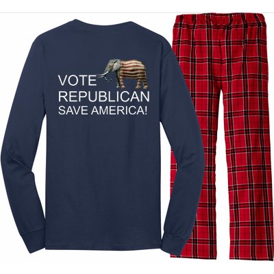 Vote Republican Save America Front and Back Long Sleeve Pajama Set