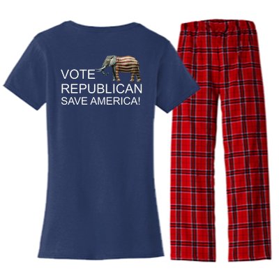 Vote Republican Save America Front and Back Women's Flannel Pajama Set