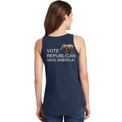 Vote Republican Save America Front and Back Ladies Essential Tank