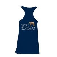 Vote Republican Save America Front and Back Ladies Essential Flowy Tank