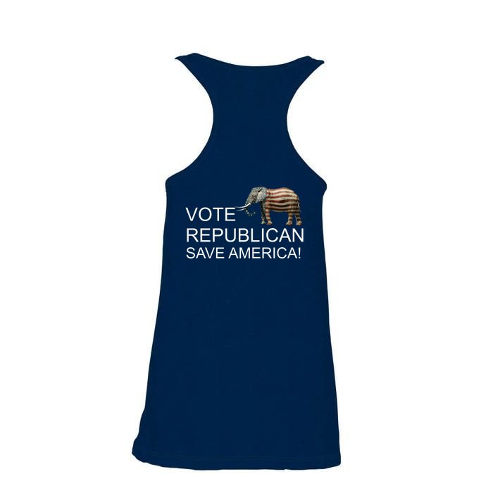 Vote Republican Save America Front and Back Ladies Essential Flowy Tank