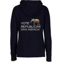 Vote Republican Save America Front and Back Womens Funnel Neck Pullover Hood