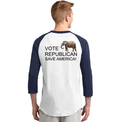 Vote Republican Save America Front and Back Baseball Sleeve Shirt